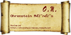 Ohrenstein Ménás névjegykártya
